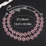 Sexy Shoulder Straps Women's Fashion Pink Diamond Flower Body Chain