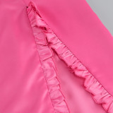 Summer Flower Sexy Strapless Halter Low Back Slit Long Party Dress