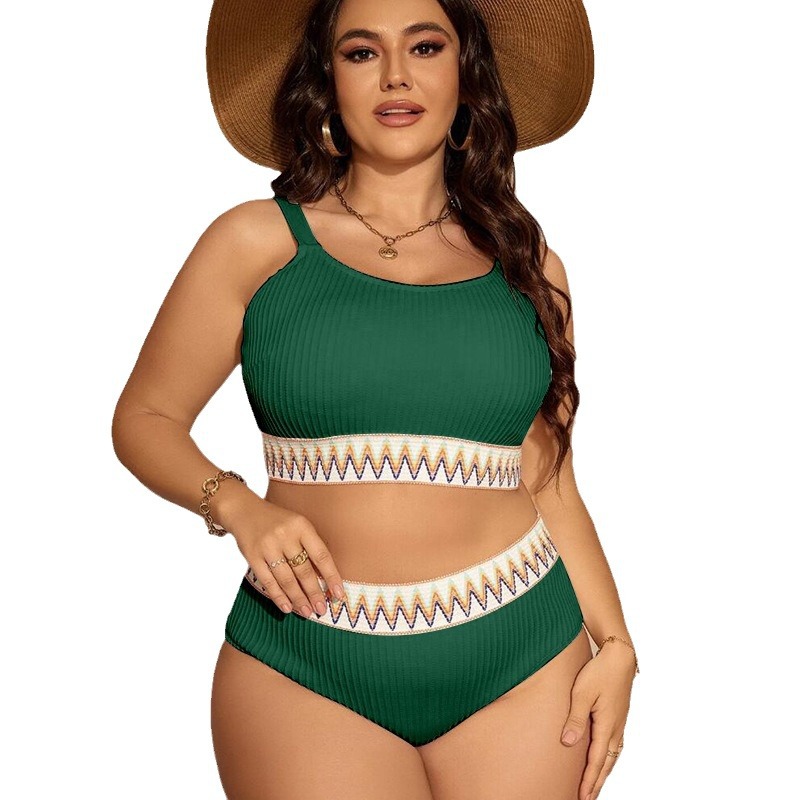 Plus Size High Waist Two-Piece Bikini Swimsuit