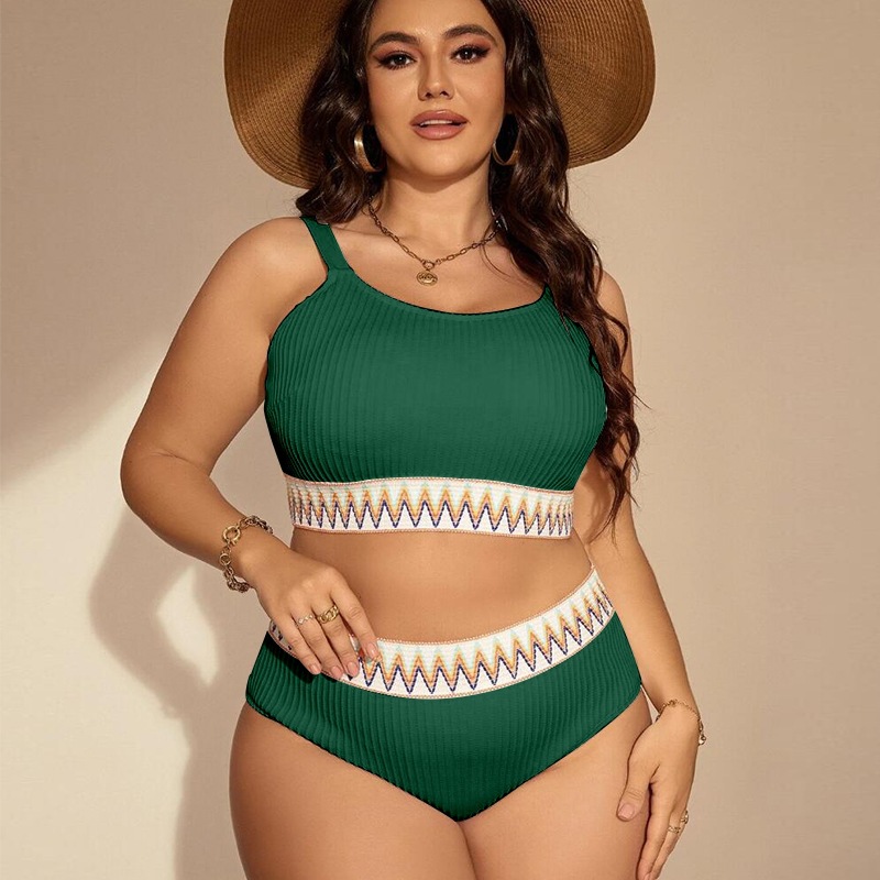 Plus Size High Waist Two-Piece Bikini Swimsuit