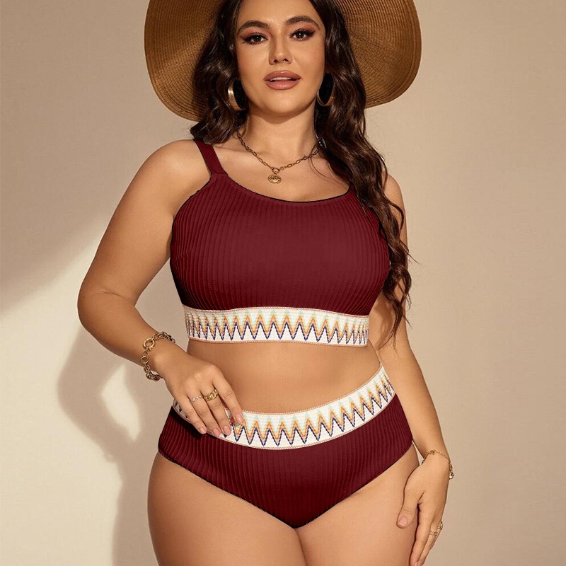 Plus Size High Waist Two-Piece Bikini Swimsuit