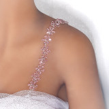 Sexy Shoulder Straps Women's Fashion Pink Diamond Flower Body Chain