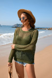 Women Round Neck Heart Print Beach Blouse Holidays Solid knitting Blouse