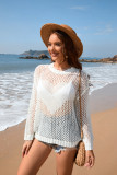 Women Round Neck Heart Print Beach Blouse Holidays Solid knitting Blouse