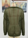 Women Round Neck Heart Print Beach Blouse Holidays Solid knitting Blouse