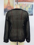 Women Round Neck Heart Print Beach Blouse Holidays Solid knitting Blouse