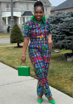 Women Sexy Printed Wide-Leg Stretch Crop Top Two-piece Set