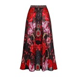 Women's Retro Print One Piece Swimsuit Retro Print Mesh Skirt Two Piece Set