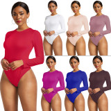 Sexy Long-Sleeved Solid Color Basic Bodysuit Spring Women's Clothing
