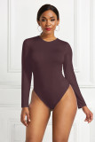 Sexy Long-Sleeved Solid Color Basic Bodysuit Spring Women's Clothing