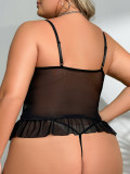 Sexy Plus Size Lacemesh 2-Piece Lngerie Set