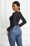 Sexy Long-Sleeved Solid Color Basic Bodysuit Spring Women's Clothing