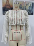 Spring And Summer Women's Bell Bottom Loose Sleeve Round Neck Hollow Knitting Shirt