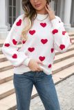 Women's Valentine's Day Sweater Heart Print Knitting Shirt