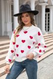 Women's Valentine's Day Sweater Heart Print Knitting Shirt
