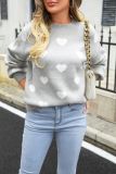 Women's Valentine's Day Sweater Heart Print Knitting Shirt
