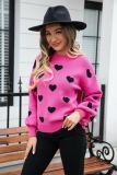 Women's Valentine's Day Sweater Heart Print Knitting Shirt