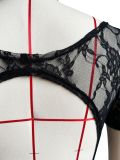 Women's Sexy See Through Lace U Neck Short Sleeve Jumpsuit