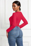 Sexy Long-Sleeved Solid Color Basic Bodysuit Spring Women's Clothing