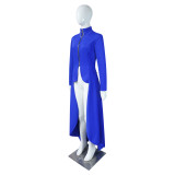 Spring Long-Sleeved High-Neck Slim Zipper Irregular Long Dress