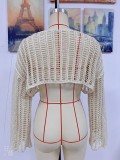 Spring And Summer Women's Bell Bottom Loose Sleeve Round Neck Hollow Knitting Shirt