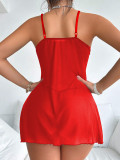 Sexy Lingerie Women's Hollow Front Slit Strap Night Dress Open Crotch Panty Temptation Pajamas Set
