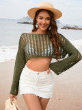 Spring And Summer Women's Bell Bottom Loose Sleeve Round Neck Hollow Knitting Shirt