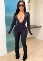 Women Solid V Neck Jumpsuit Women Solid V Neck Jumpsuit