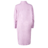 Women Long Sleeve Solid Loose Dress