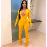Women Solid V Neck Jumpsuit