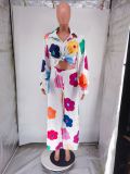 Women's Fashion Casual Digital Printing Floral Pants Two-Piece Set