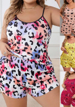 Plus Size Women Suspenders Top and Shorts Lounge Wear Two-piece Set Plus Size Women Suspenders Top and Shorts Lounge Wear Two-piece Set