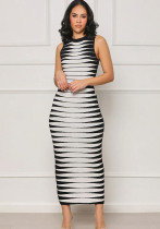 Women Fashion Sleeveless Striped Bodycon Dress Women Fashion Sleeveless Striped Bodycon Dress