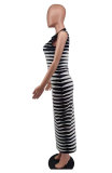 Women Fashion Sleeveless Striped Bodycon Dress