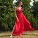 Women Contrast Color Mesh Slit Dress
