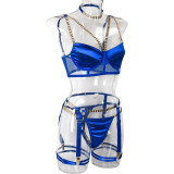 Chain Metal Strajps Four Piece Sexy Lingerie