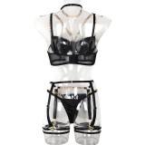 Chain Metal Strajps Four Piece Sexy Lingerie