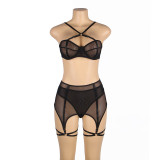 Sexy Lingerie Plus Size See-Through Mesh Sexy Underwire Bra Set