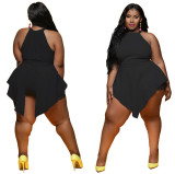 Spring Sexy Slim Plus Size Irregular Solid Color Sleeveless Fake Two-Piece Jumpsuit