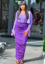 Women's Fashion Sexy Bell Bottom Sleeve Top Bodycon Skirt Two Piece Set Women's Fashion Sexy Bell Bottom Sleeve Top Bodycon Skirt Two Piece Set