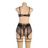 Sexy Lingerie Plus Size See-Through Mesh Sexy Underwire Bra Set