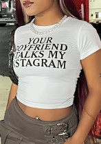 Printed Short Sleeves Crop T-Shirt Printed Short Sleeves Crop T-Shirt