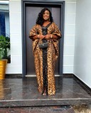 Muslim Patchwork Printed Robe African Loose Printed Sequined V-Neck Dress