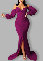 Stylish Off Shoulder Slit Mermaid Maxi Dress Stylish Off Shoulder Slit Mermaid Maxi Dress