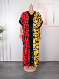 Africa Plus Size Women's Sequin Patchwork Printed Loose Dress