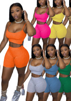 Women's Fashion Summer Sexy Crop Camisole Shorts Two Piece Set Women's Fashion Summer Sexy Crop Camisole Shorts Two Piece Set