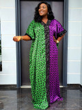 Africa Plus Size Women's Sequin Patchwork Printed Loose Dress