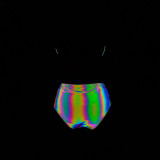 Women Sexy Lace-Up Reflective Bikini Two Pieces Swimsuit