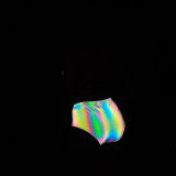 Reflective Bikini Sexy Lace-Up Two Pieces Swimsuit Nightclub Women's Clothing