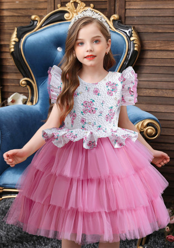 Trendy Children's Layered Mesh Princess Dress